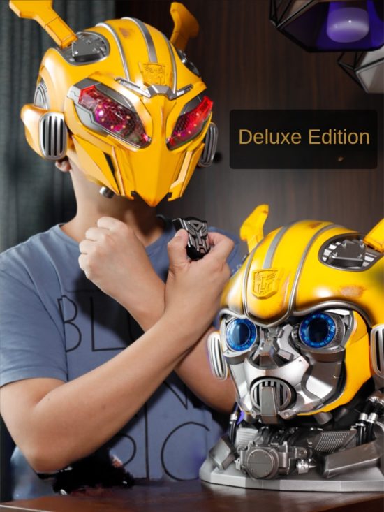 Transformers Bumblebee Helmet English Voice Control Mask Bluetooth Base Light Up Eyes Action