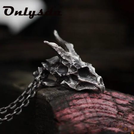 Charms Viking Skull Dragon Necklace Biker Jewelry Antique Retro Chain Gift