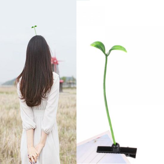Funny Grass Clips Adorable Flower Mushroom Grass Antenna Hairpins 4Pcs - Image 2