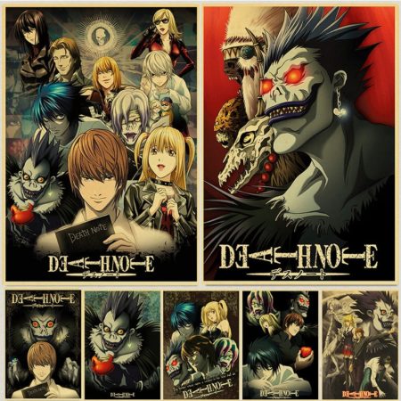 Anime Death Note Posters Retro Kraft Paper Bar Room Decoration Painting Art Wall Sticker Picture