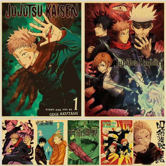 Anime Jujutsu Kaisen Posters Kraft Paper Vintage Wall Art Painting Study Home Living Room Decoration
