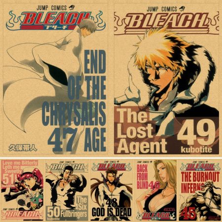 Anime BLEACH retro style kraft paper poster home room decoration prints wall art stickers 4K HD
