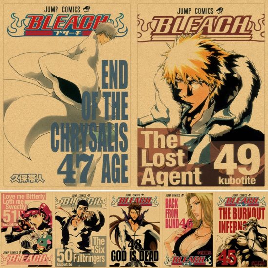 Anime BLEACH retro style kraft paper poster home room decoration prints wall art stickers 4K HD