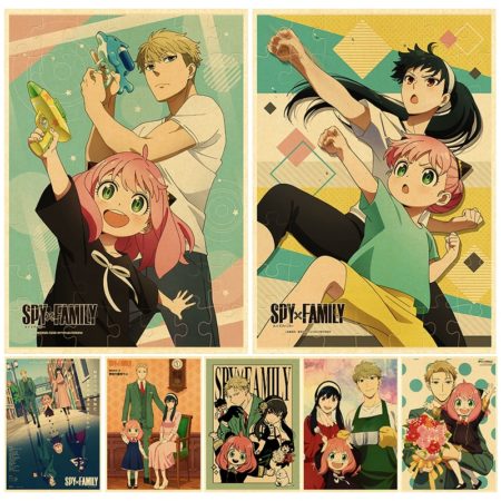Anime Spy x Family Posters Printed Wall Poster Vintage Kraft Paper Home Living Room No Frame