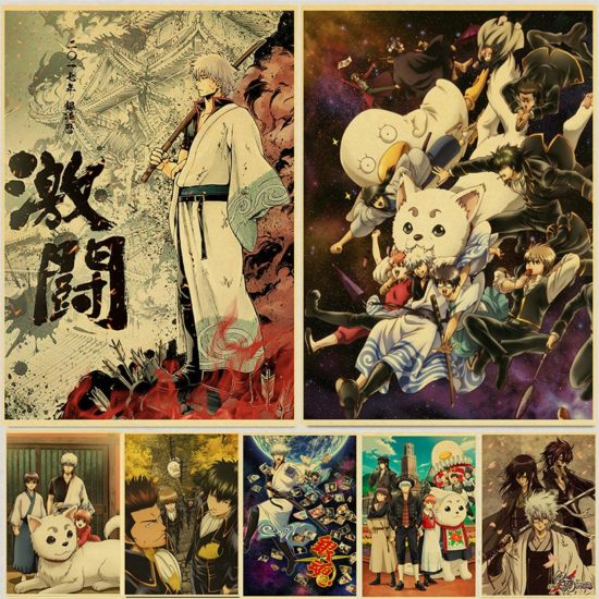 Classic Anime Gintama Poster Kraft Paper Decorative Painting Room Decor Fans Collection