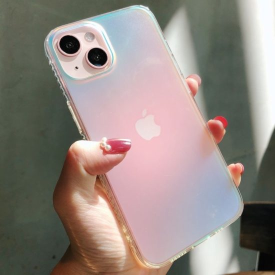 Phone Case for iPhone Rainbow Laser Aurora Transparent Soft Shockproof Back Cover