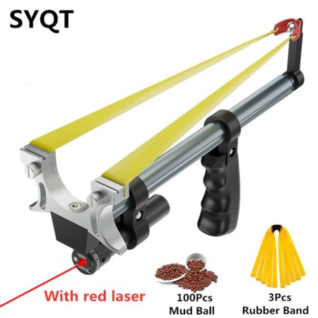 Slingshot Rubber Band Stainless Steel Hunting Straight High Power Red Laser Flat