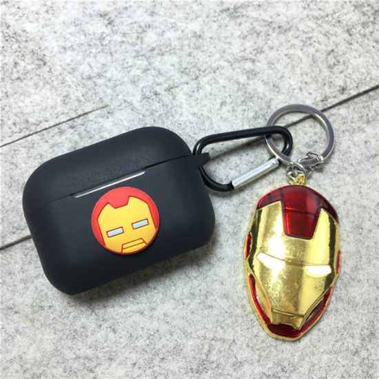Marvel Protective Cover Ironman Spiderman Captain America For Airpods Pro Soft Silicone With Key Chain