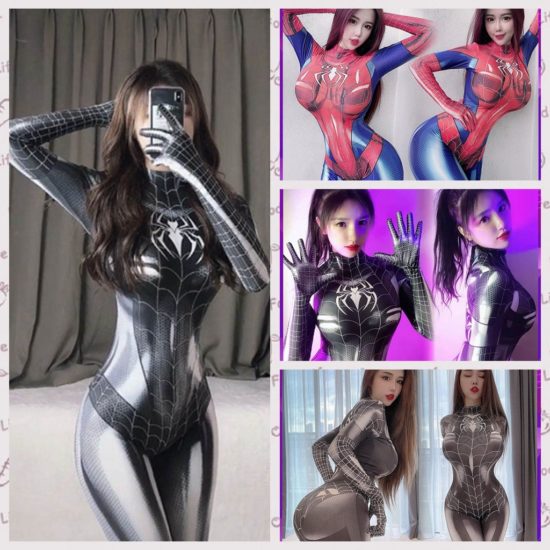 Black Spidey Zentai Suit Woman Supergirl Cosplay Costume Party Carnival Fancy Dress - Image 2