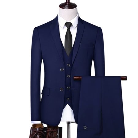 Formal Business Wedding Suit Set Blazers Jacket Pants Vest Trousers Dress Waistcoat
