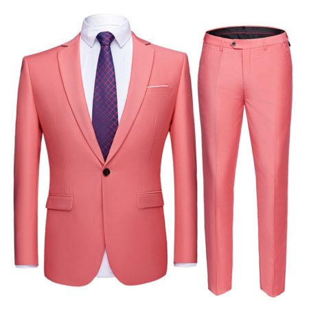 Coat Blazers Trousers 2-Pcs Set New Fashion Men's Boutique Business Dress Wedding Groom Suit