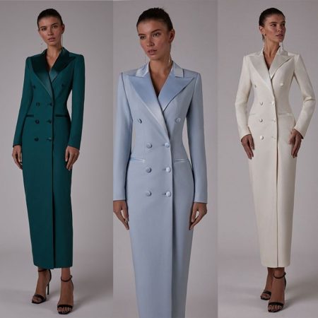 Suit Long Jacket One Piece Blazer Double Breasted Formal Tuxedo Party Dress For Women's костюм женский