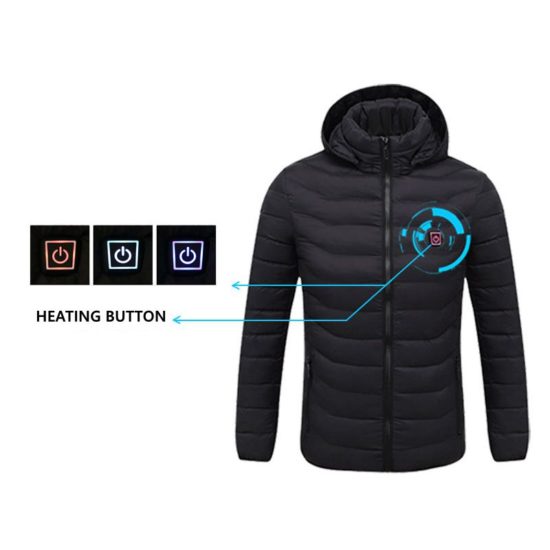Heating Jackets Smart Thermostat Winter Warm USB Pure Color Hooded Waterproof - Image 2