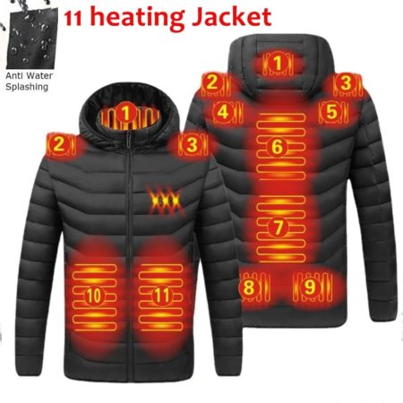 Heating Jackets Smart Thermostat Winter Warm USB Pure Color Hooded Waterproof