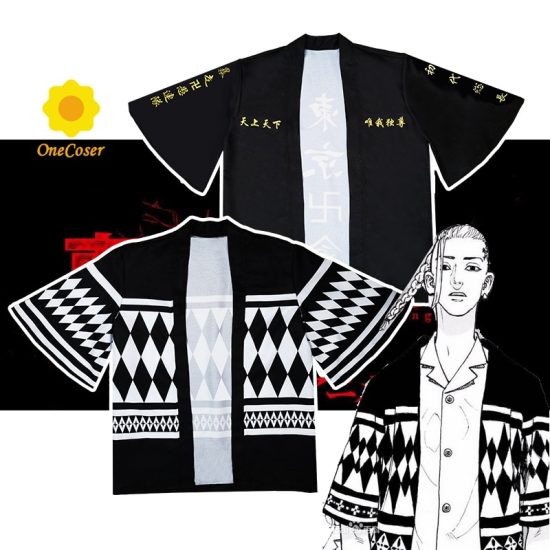 Tokyo Revengers Cosplay Cloak Anime Tshirt Short-sleeve Hanagaki Takemichi Ken Ryuguji Haori Kimono Tee