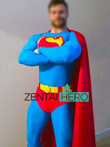Custom Made SuperMan Cosplay Costume with Cape Comic Bodysuit