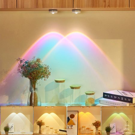 LED Cabinet Lights Stick On Wall Sunset Battery Powered Touch Lamp for Kitchen Bedroom