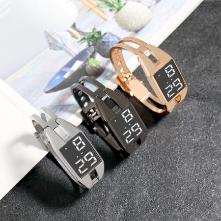 Bangle watch For Women Rectangle Touch Screen Stainless Steel