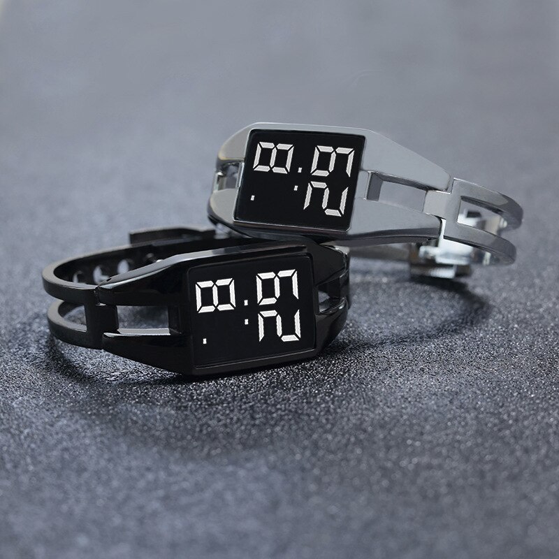 Bangle watch For Women Rectangle Touch Screen Stainless Steel - Image 2