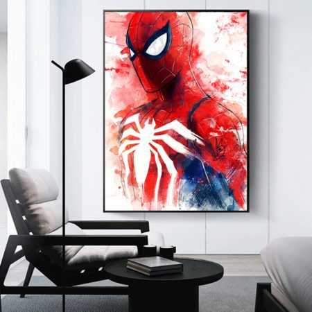 Disney Marvel Watercolor Spiderman Graffiti Poster and Prints Canvas Wall Art Decor