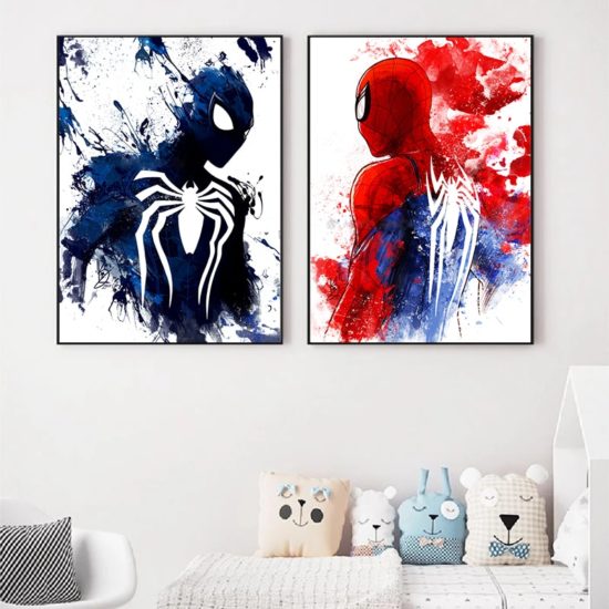 Disney Marvel Watercolor Spiderman Graffiti Poster and Prints Canvas Wall Art Decor - Image 3