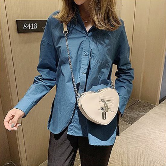 Handbag Love heart Shape For Women PU leather shoulder Bags Ladies Chain Bolsa Feminina - Image 2