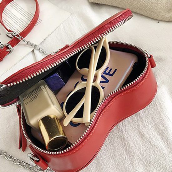 Handbag Love heart Shape For Women PU leather shoulder Bags Ladies Chain Bolsa Feminina - Image 3