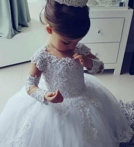 Flower Girl Dresses for Weddings Princess Lace Half Sleeve Party For Baby - Image 2