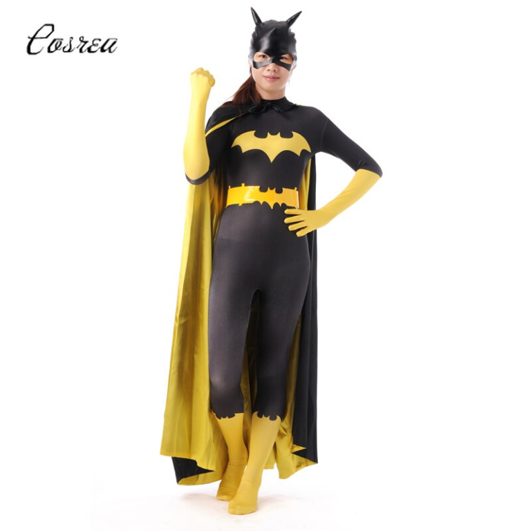 batswomen Costume+Mask Bodysuit Cloak Zentai Cosplay Catsuit Super Hero+Helmet Cosplay - Image 2