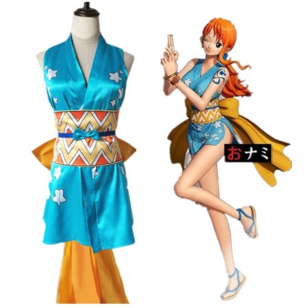 Anime Nami Costumes Wig Sleeveless Clothing Mini Skirt Fancy Party Dress