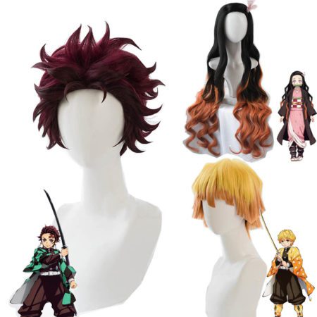 Anime Nezuko Tanjirou Kamado Wigs Demon Slayer Kimetsu no Yaiba