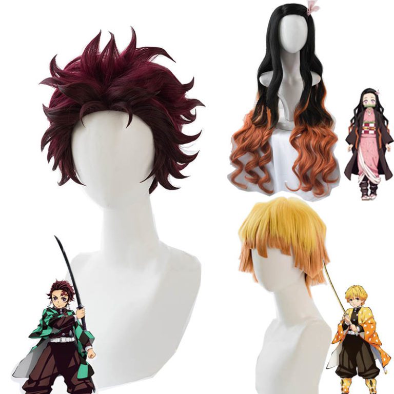 Anime Nezuko Tanjirou Kamado Wigs Demon Slayer Kimetsu no Yaiba