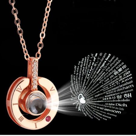 Letter Necklace 100 Languages I Love You word Projection for Women Best Friends Gifts