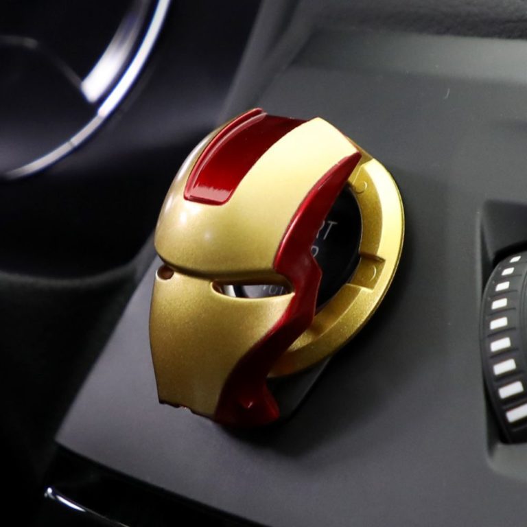 Car Engine Ignition Start Switch Button Cover Marvel Spiderman Iron Man - Image 2