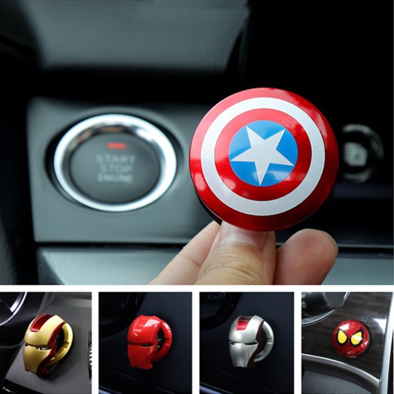 Car Engine Ignition Start Switch Button Cover Marvel Spiderman Iron Man - Image 3