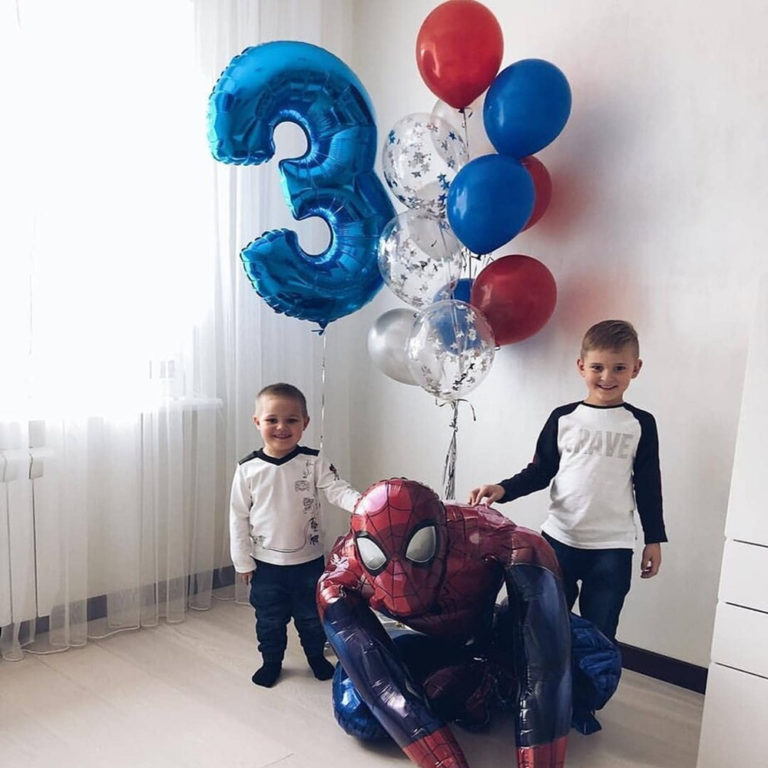 ⁦1Set 3D Marvel Big Spiderman Hero Foil Balloons For Birthday Party Decorations Kids Iron Man Inflated Toy Gifts⁩ - الصورة ⁦3⁩