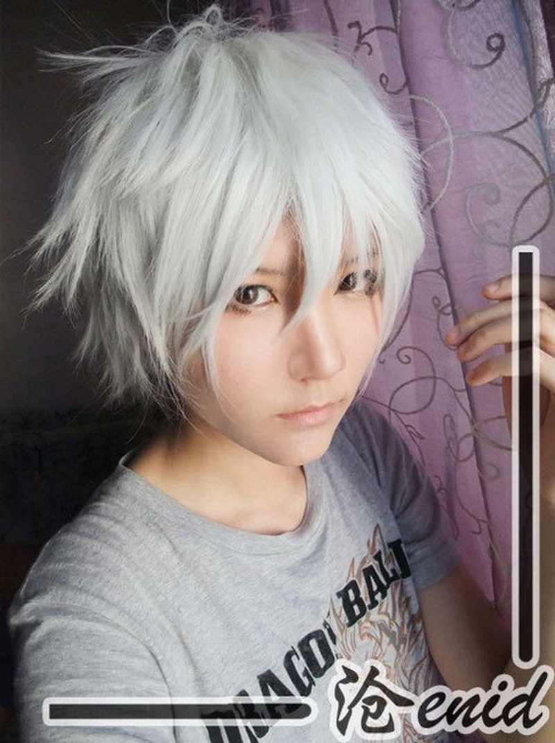 Anime Cosplay Wig Tokyo Ghouls Ken Kaneki For Dramatical Murder Costume Short Sliver White Wigs for Party and stream