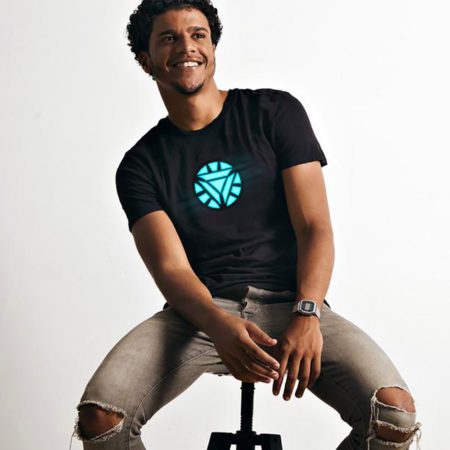 Iron Man Sound Activated LED Party Light Up EL Panel T Shirt
