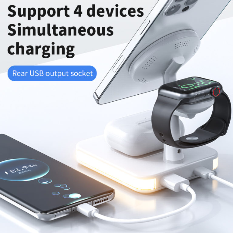 ⁦Magnetic Wireless Charger Stand For iPhone Apple iWatch 7 Airpods Fast Charging Station⁩ - الصورة ⁦3⁩