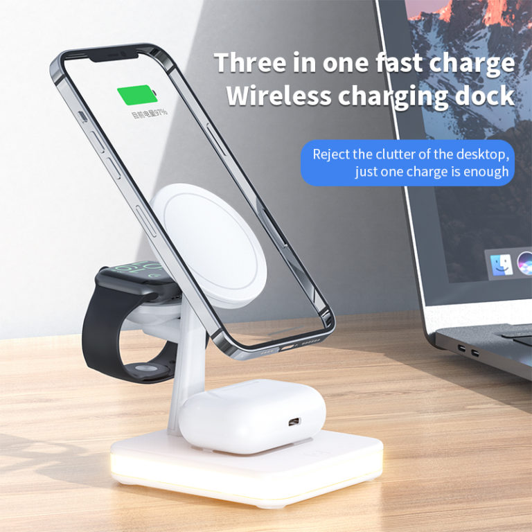 ⁦Magnetic Wireless Charger Stand For iPhone Apple iWatch 7 Airpods Fast Charging Station⁩ - الصورة ⁦2⁩