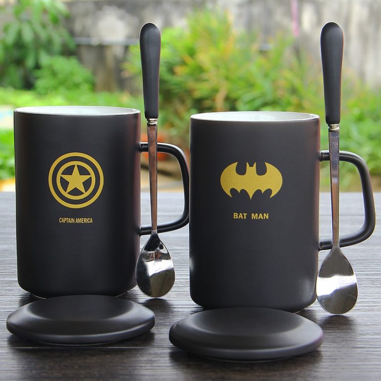 Super Hero Coffee Mugs Office Europe Style With Cover And Spoon