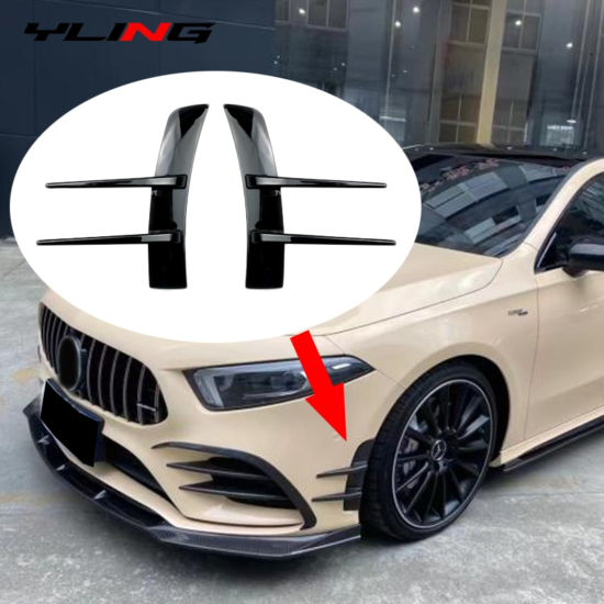 Front Bumpers Lip Air Vent Trim Spoiler For Benz A-Class A180-A200-A220 2Pcs