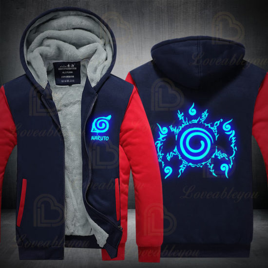 Naruto Luminous Sweatshirts Hoodies Fleece Oversized Hooded Thick Warm Long Sleeve Jacket - Image 2