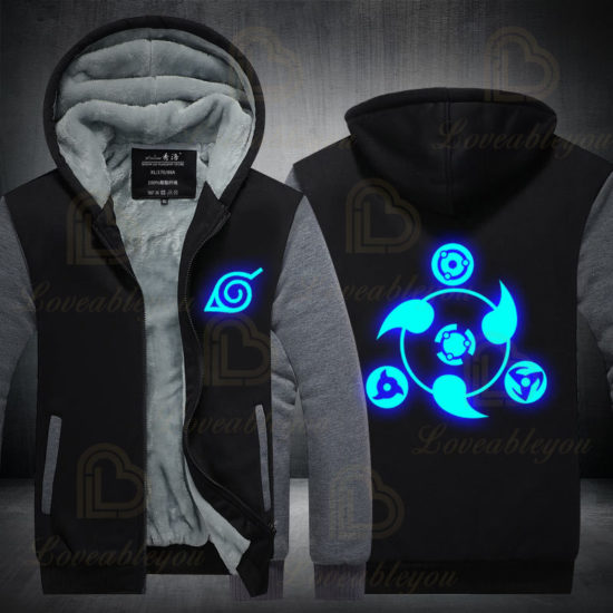 Naruto Luminous Sweatshirts Hoodies Fleece Oversized Hooded Thick Warm Long Sleeve Jacket - Image 3