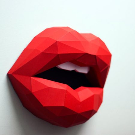 Flame red lips women's wall three-dimensional paper art decoration