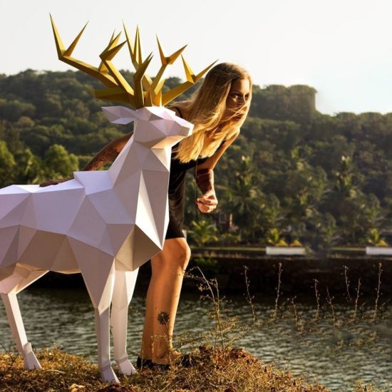 Isometric Elk Handmade Origami Three-dimensional Paper Model 1.5m - Image 3