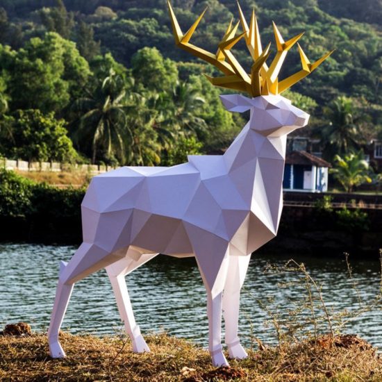 Isometric Elk Handmade Origami Three-dimensional Paper Model 1.5m