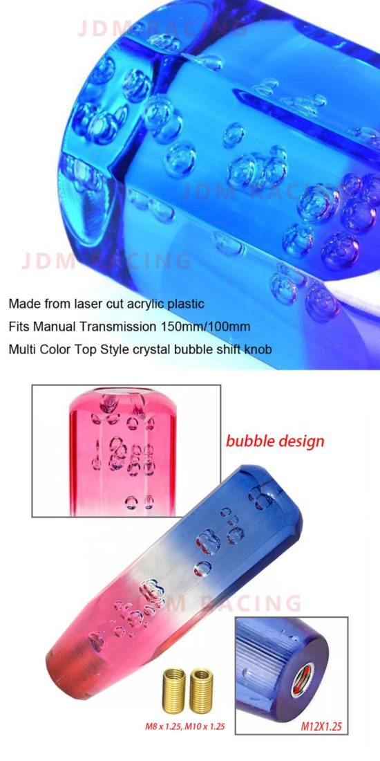 Manual Shift Gear Head Knob Crystal Transparent Bubble Purple 10cm 15cm - Image 2