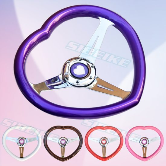 Heart Steering Wheel Racing Styling Girly Pink Universal 14inch