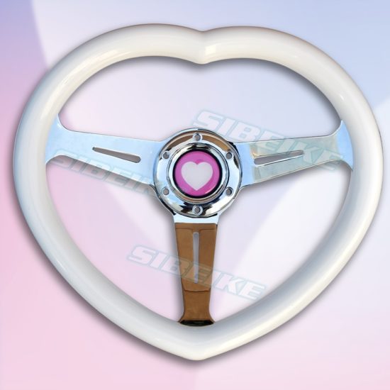 Heart Steering Wheel Racing Styling Girly Pink Universal 14inch - Image 2